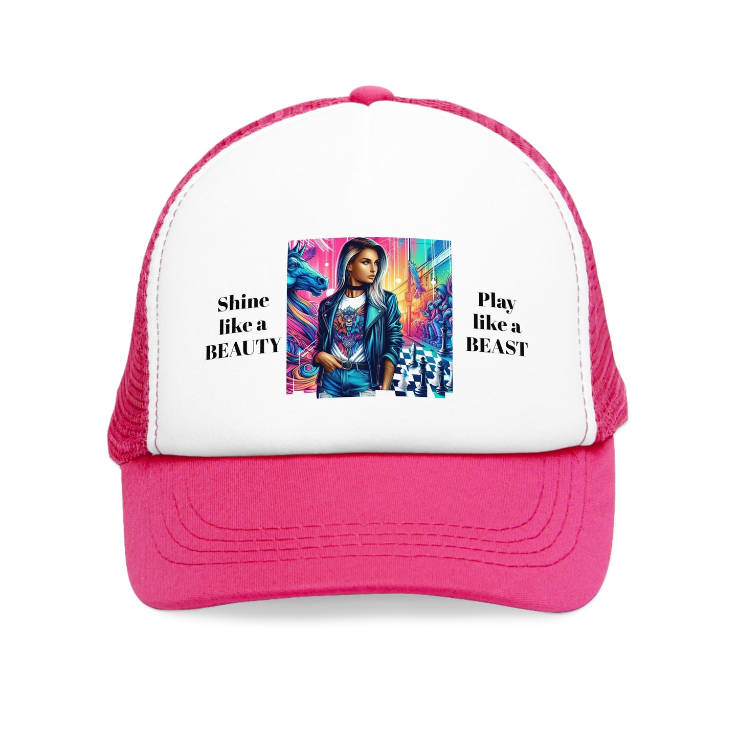 Womens' Cap | Girls' Cap | Shine like a Beauty, Play like a Beast | Chess Themed | Cool & Bold | Mesh Cap
