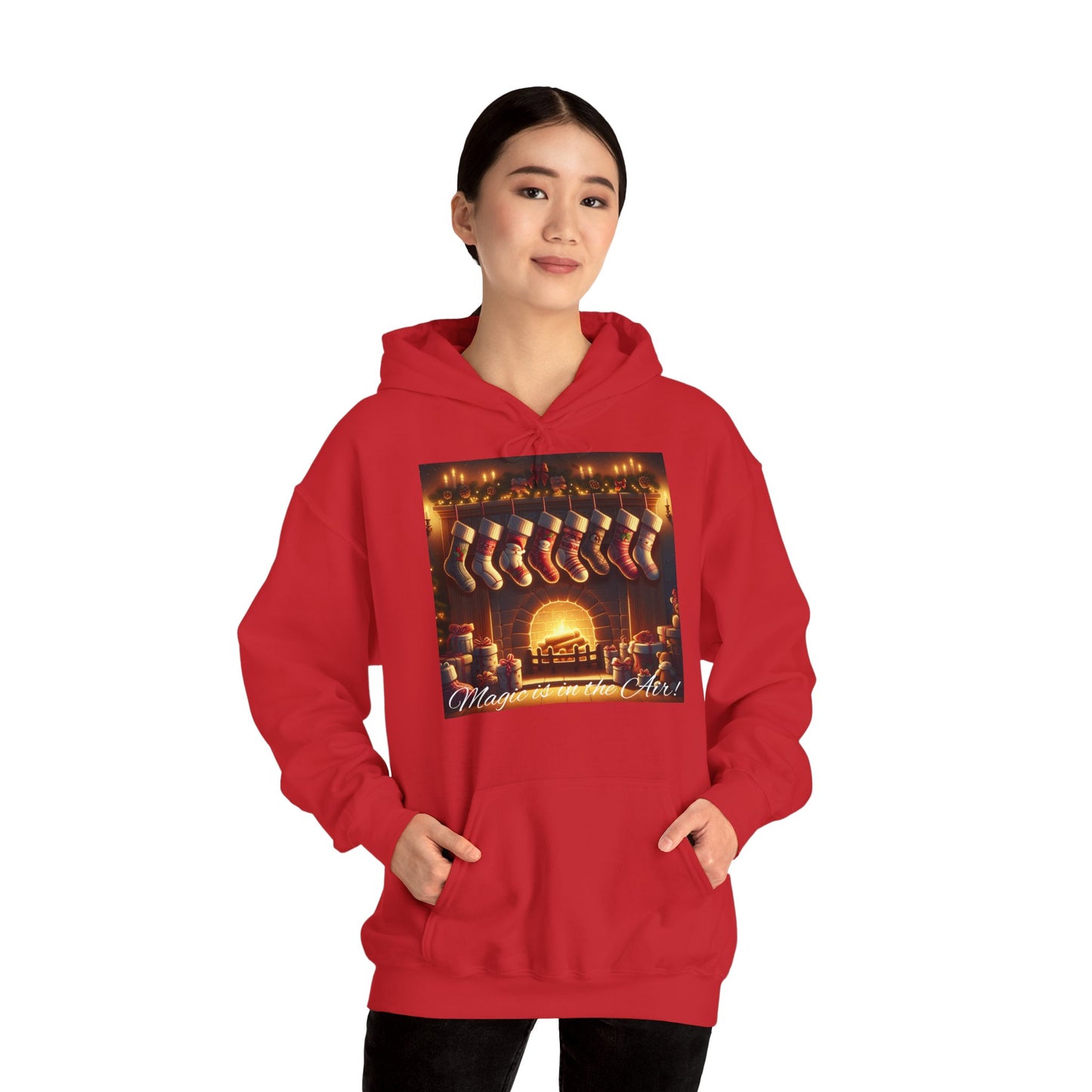 XXXL+ | Women's Hooded Sweatshirt - Magic is in the Air - Christmas Stockings Design