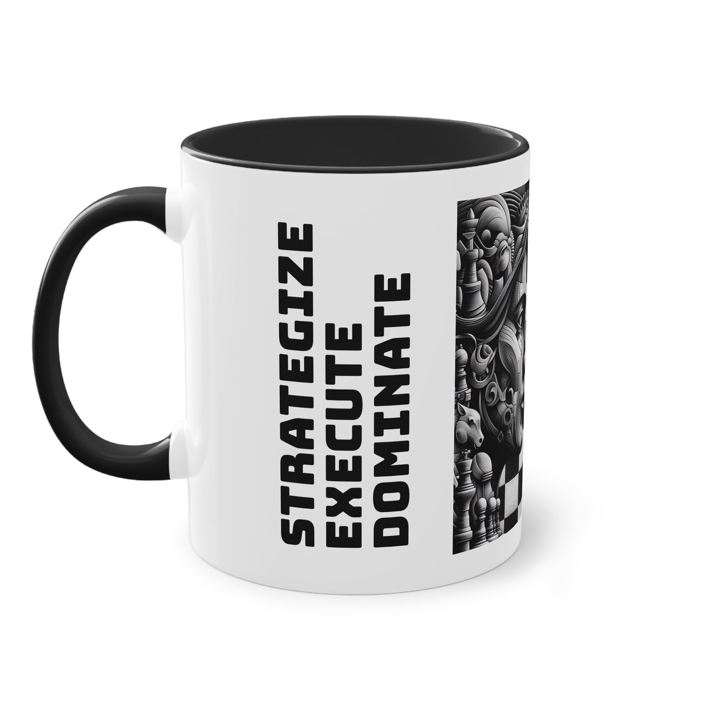 Coffee Mug | Chess themed Coffee Mug | Strategize. Execute. Dominate. Coffee Mug | Two-Tone Coffee Mug, 11oz