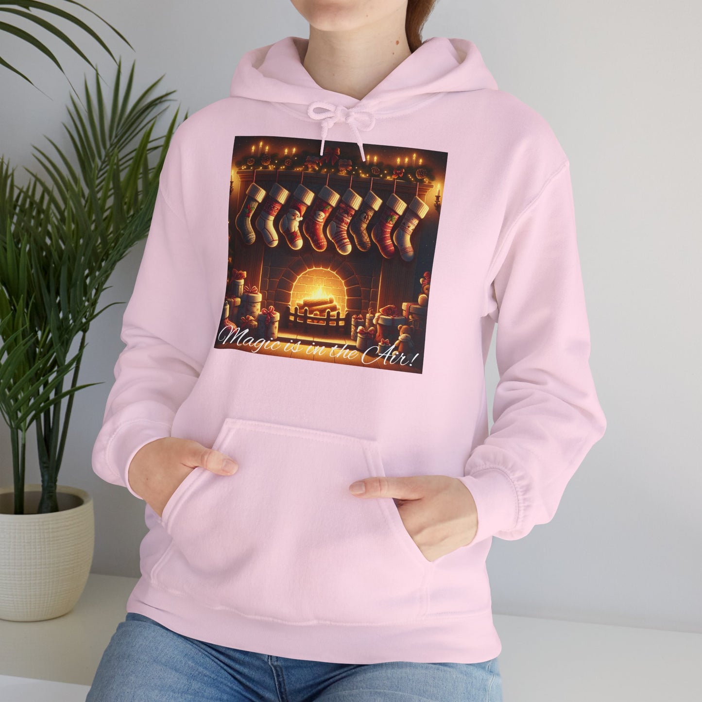Women's Hooded Sweatshirt - Magic is in the Air - Christmas Stockings Design