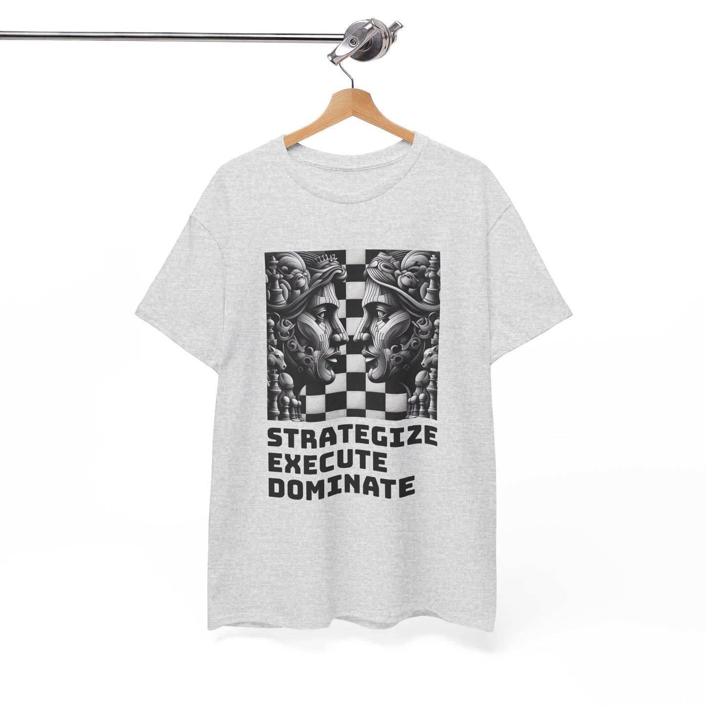 Women's T-Shirt | Strategize. Execute. Dominate. T-shirt | Bold | Chess themed | Women's Heavy Cotton Tee