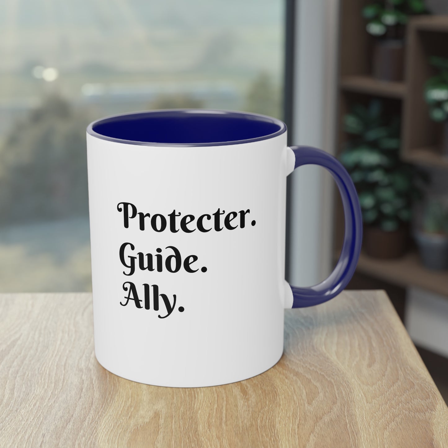 Coffee Mug | Protector. Guide. Ally. BEST SISTER EVER | Two-Tone Coffee Mug, 11oz