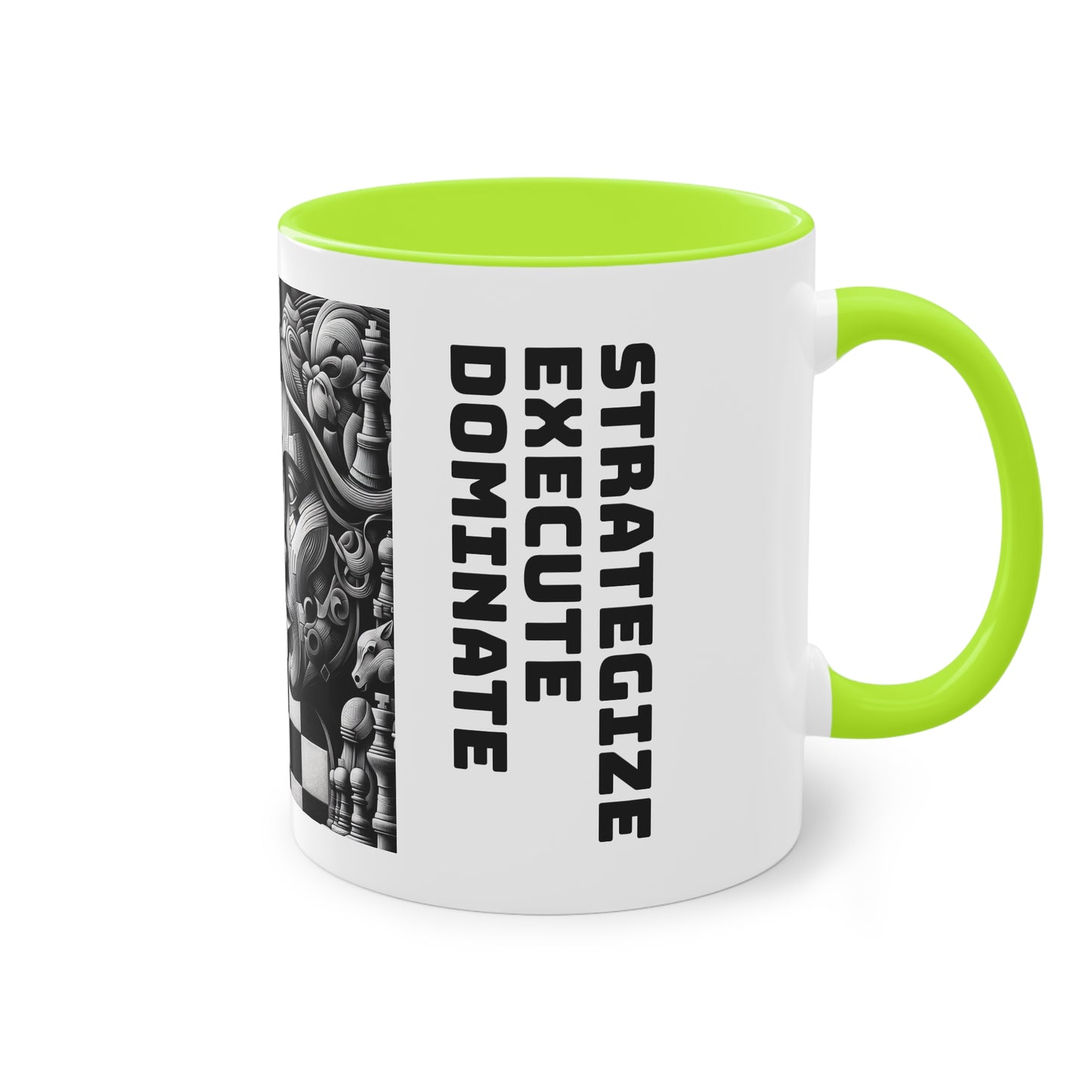 Coffee Mug | Chess themed Coffee Mug | Strategize. Execute. Dominate. Coffee Mug | Two-Tone Coffee Mug, 11oz