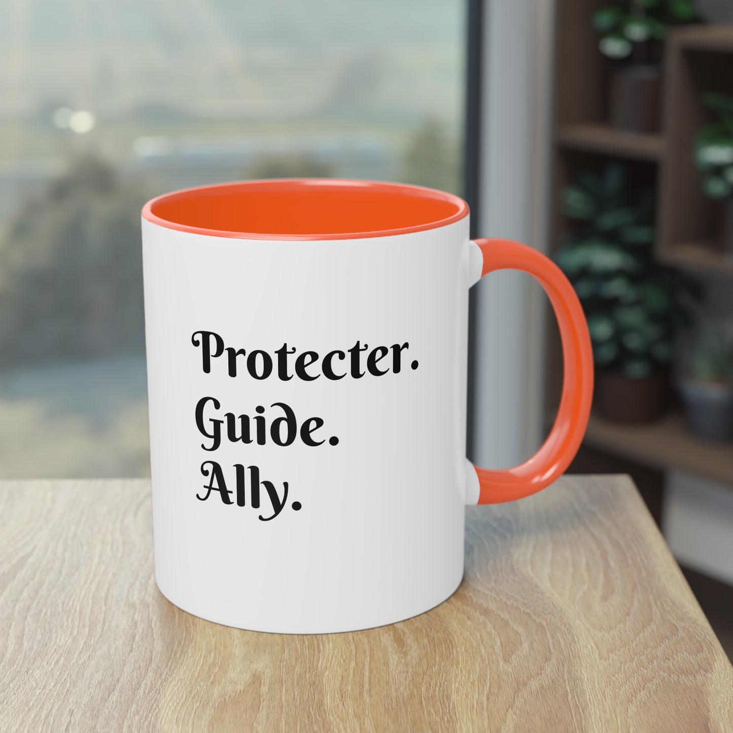Coffee Mug | Protector. Guide. Ally. BEST SISTER EVER | Two-Tone Coffee Mug, 11oz