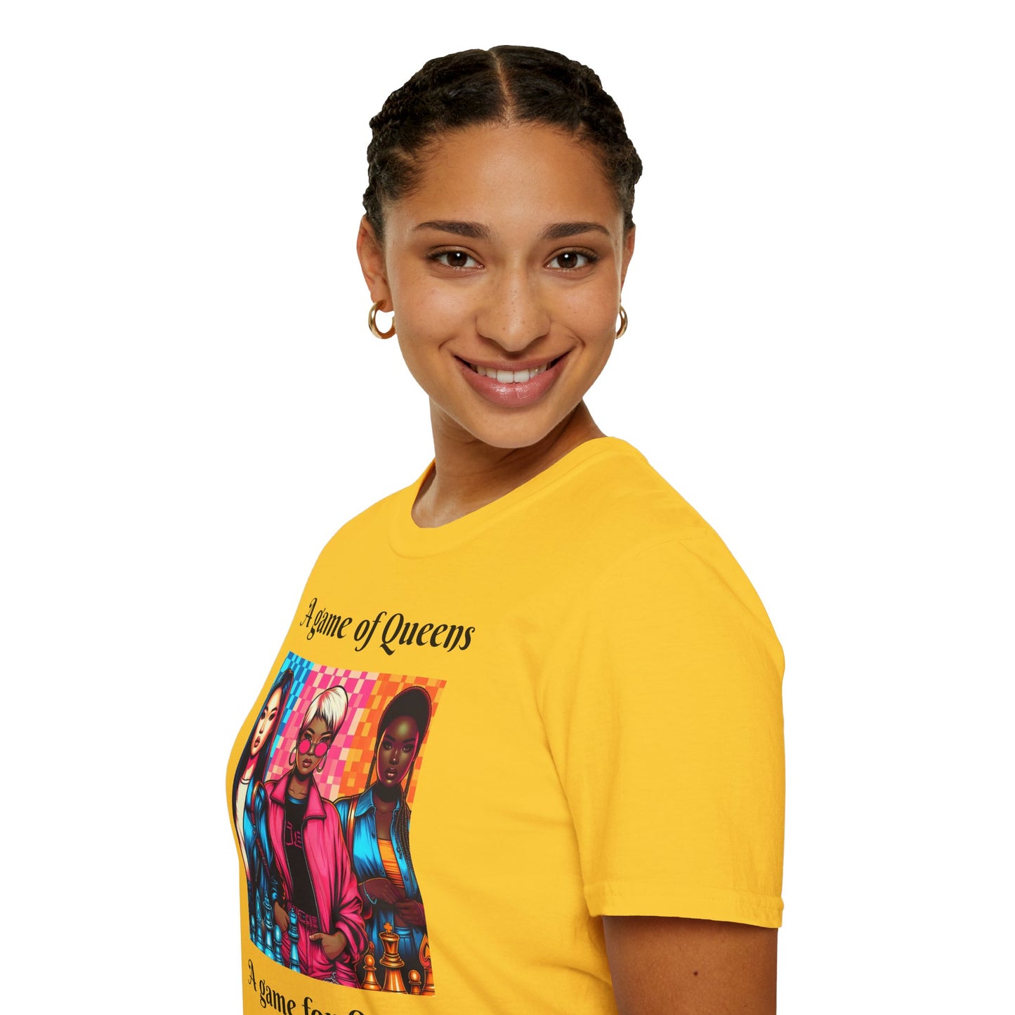 Women's T-Shirt | A Game of Queens. A Game for Queens. | Bold & Stylish | Chess themed | Women's Softstyle T-Shirt