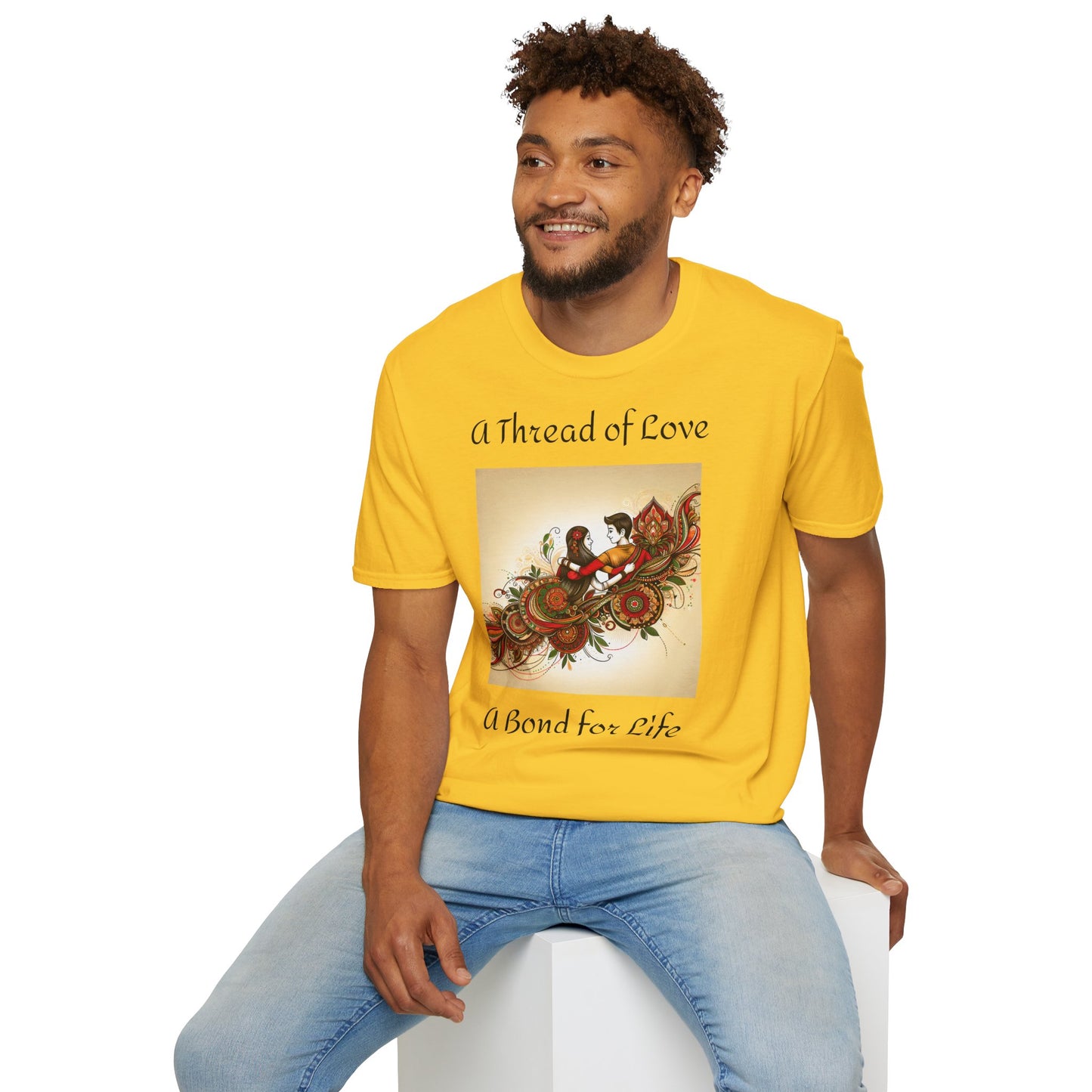 Men's T-Shirt | A Thread of Love. A Bond for Life | Brother & Sister | India Themed | Men's Softstyle T-Shirt