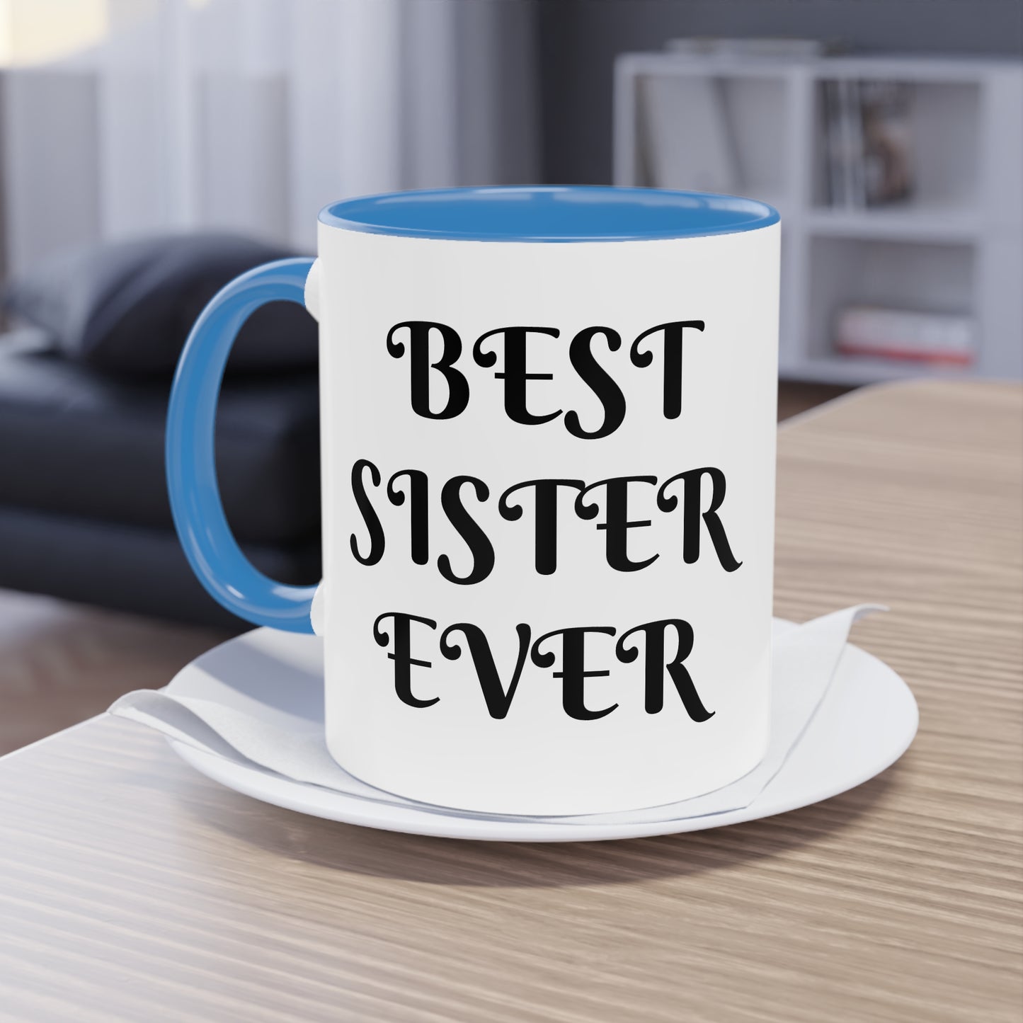 Coffee Mug | Protector. Guide. Ally. BEST SISTER EVER | Two-Tone Coffee Mug, 11oz