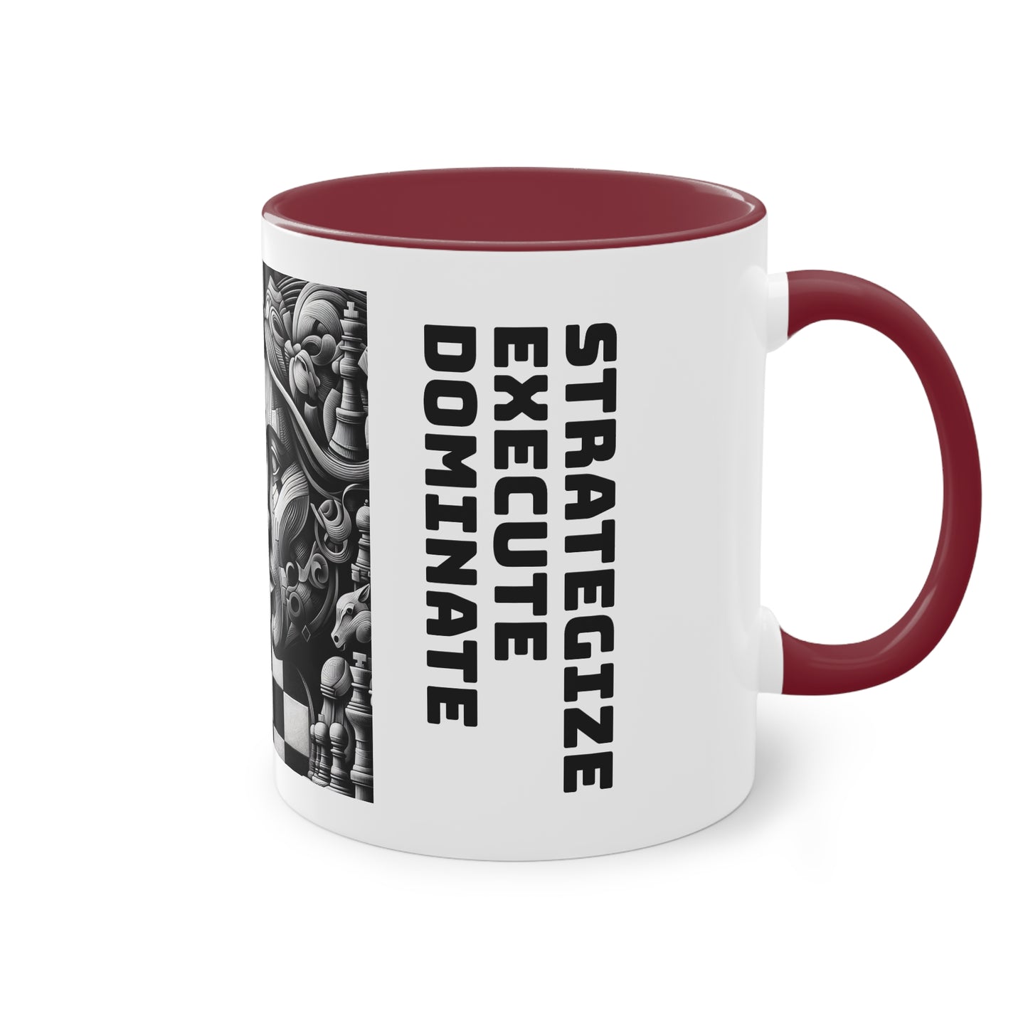 Coffee Mug | Chess themed Coffee Mug | Strategize. Execute. Dominate. Coffee Mug | Two-Tone Coffee Mug, 11oz