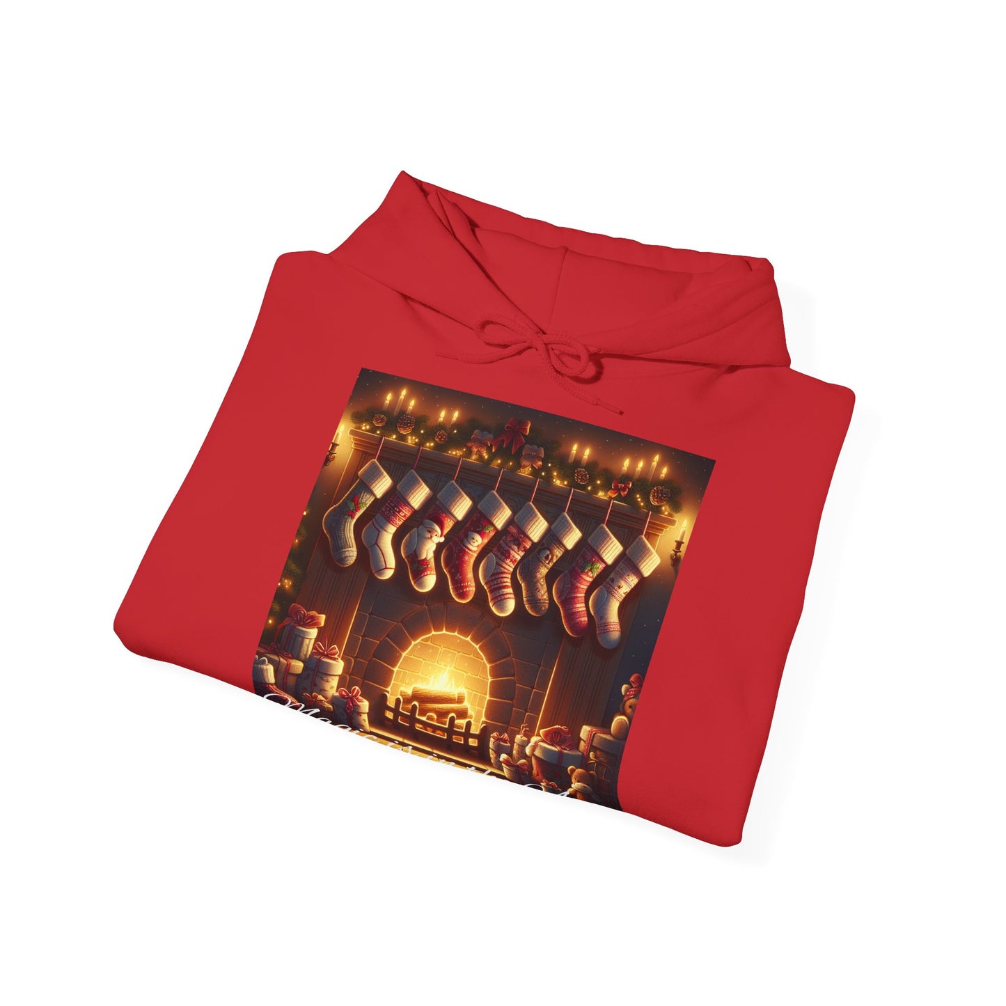 XXXL+ | Men's Hooded Sweatshirt - Magic is in the Air - Christmas Stockings Design