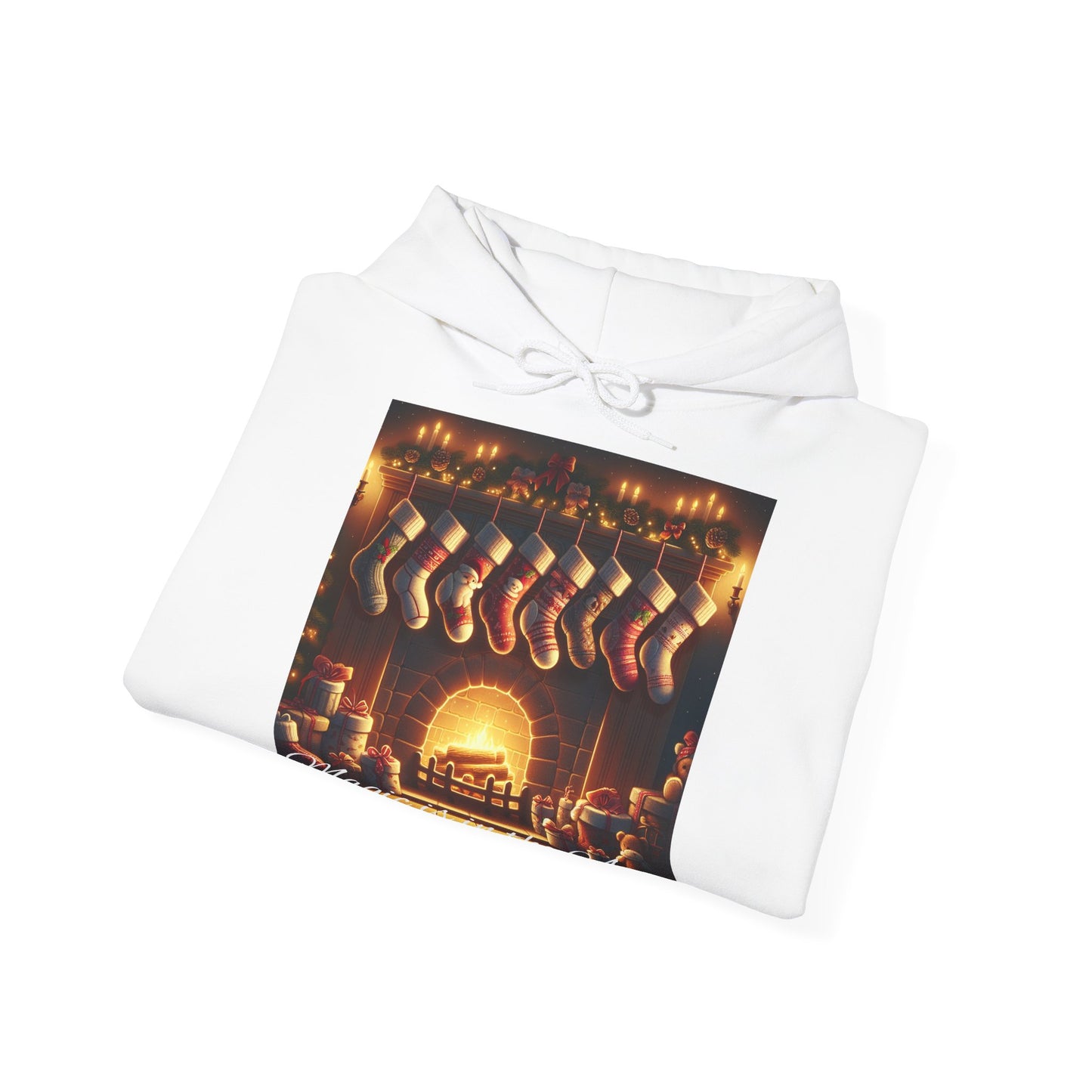 XXXL+ | Men's Hooded Sweatshirt - Magic is in the Air - Christmas Stockings Design