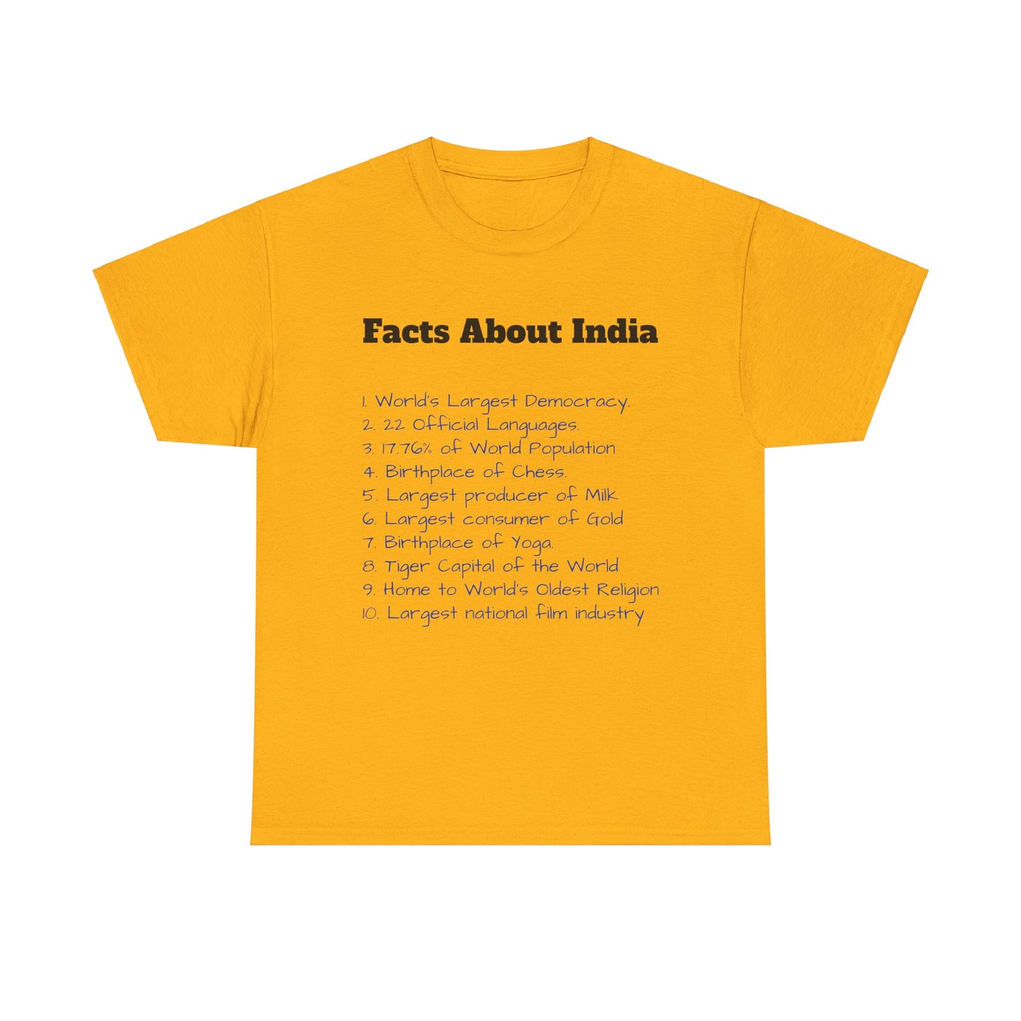 Unisex T-Shirt | Facts about India | Men's T-Shirt | Women's T-Shirt | Unisex Heavy Cotton Tee