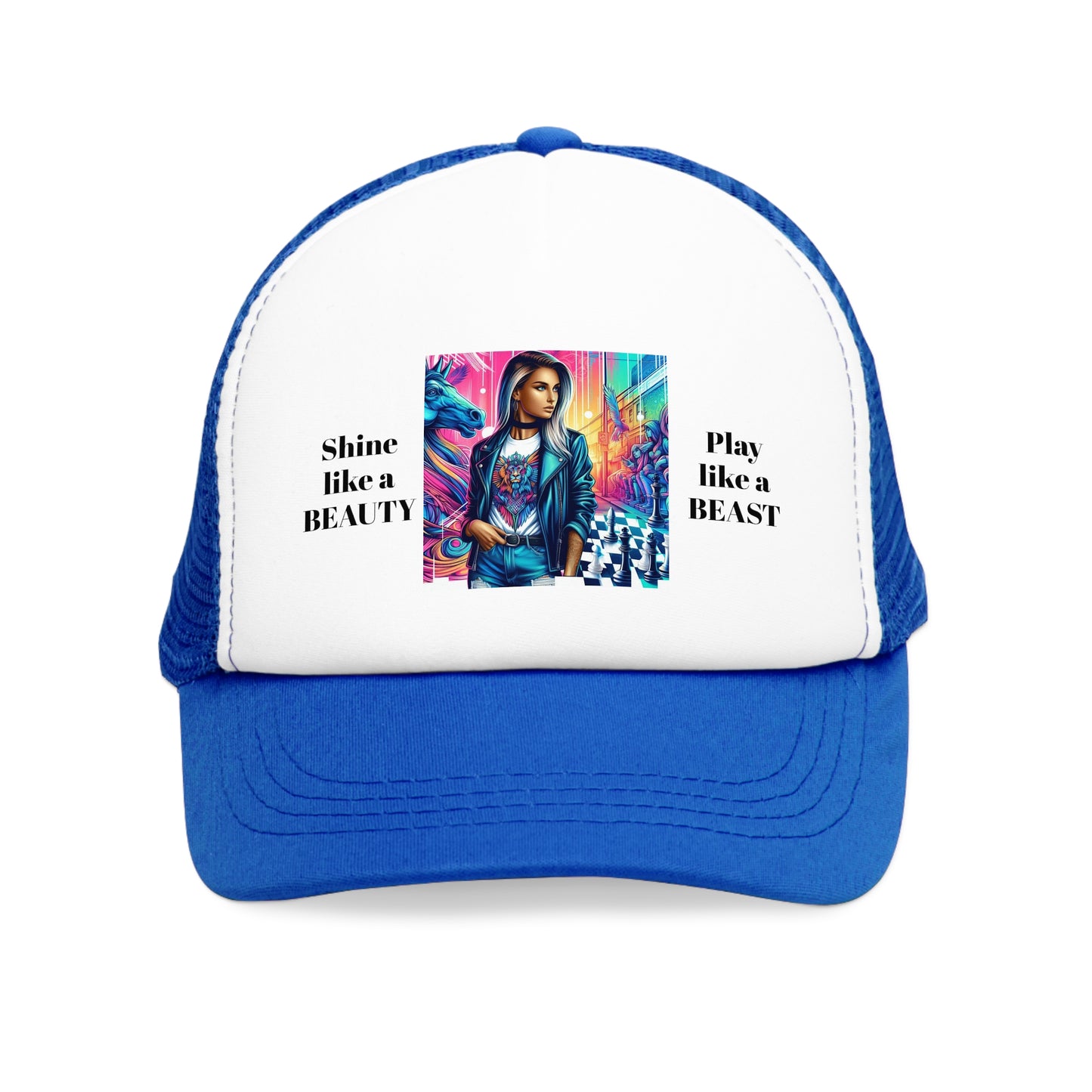 Womens' Cap | Girls' Cap | Shine like a Beauty, Play like a Beast | Chess Themed | Cool & Bold | Mesh Cap