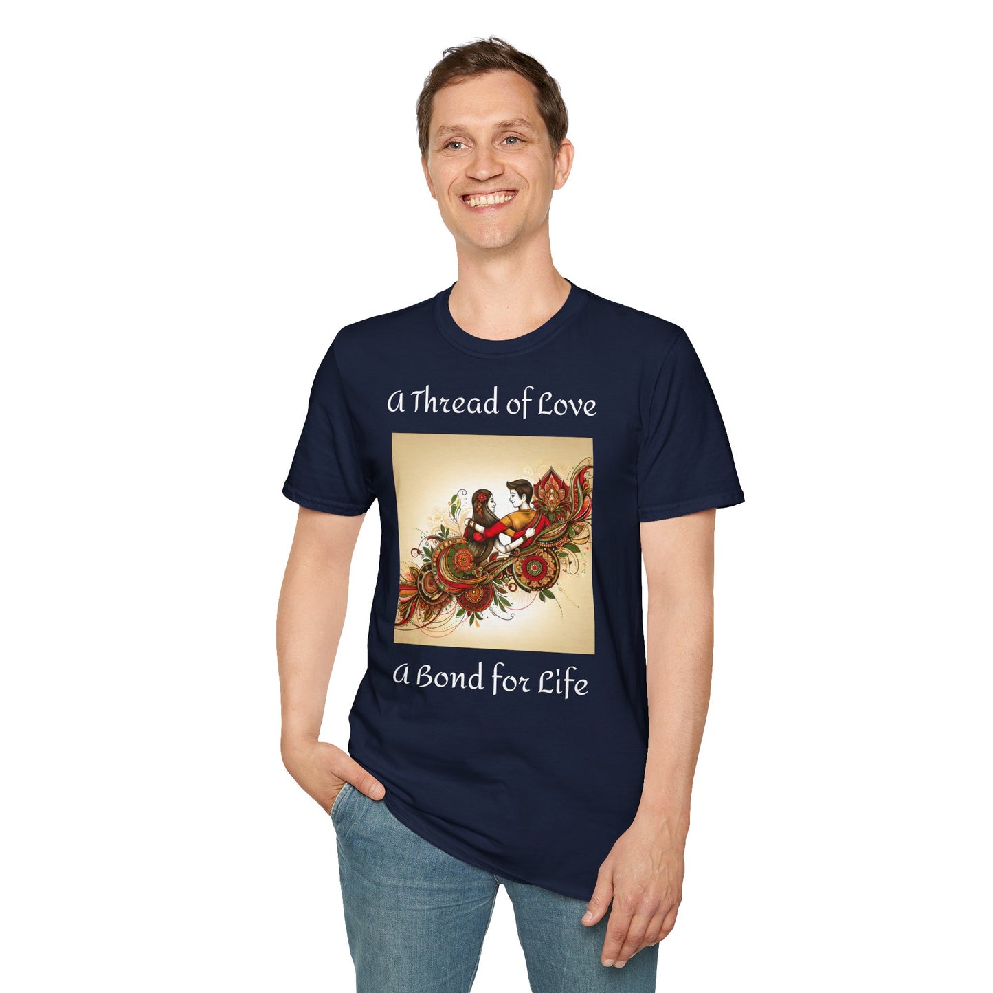 Men's T-Shirt | A Thread of Love. A Bond for Life | Brother & Sister | India Themed | Men's Softstyle T-Shirt