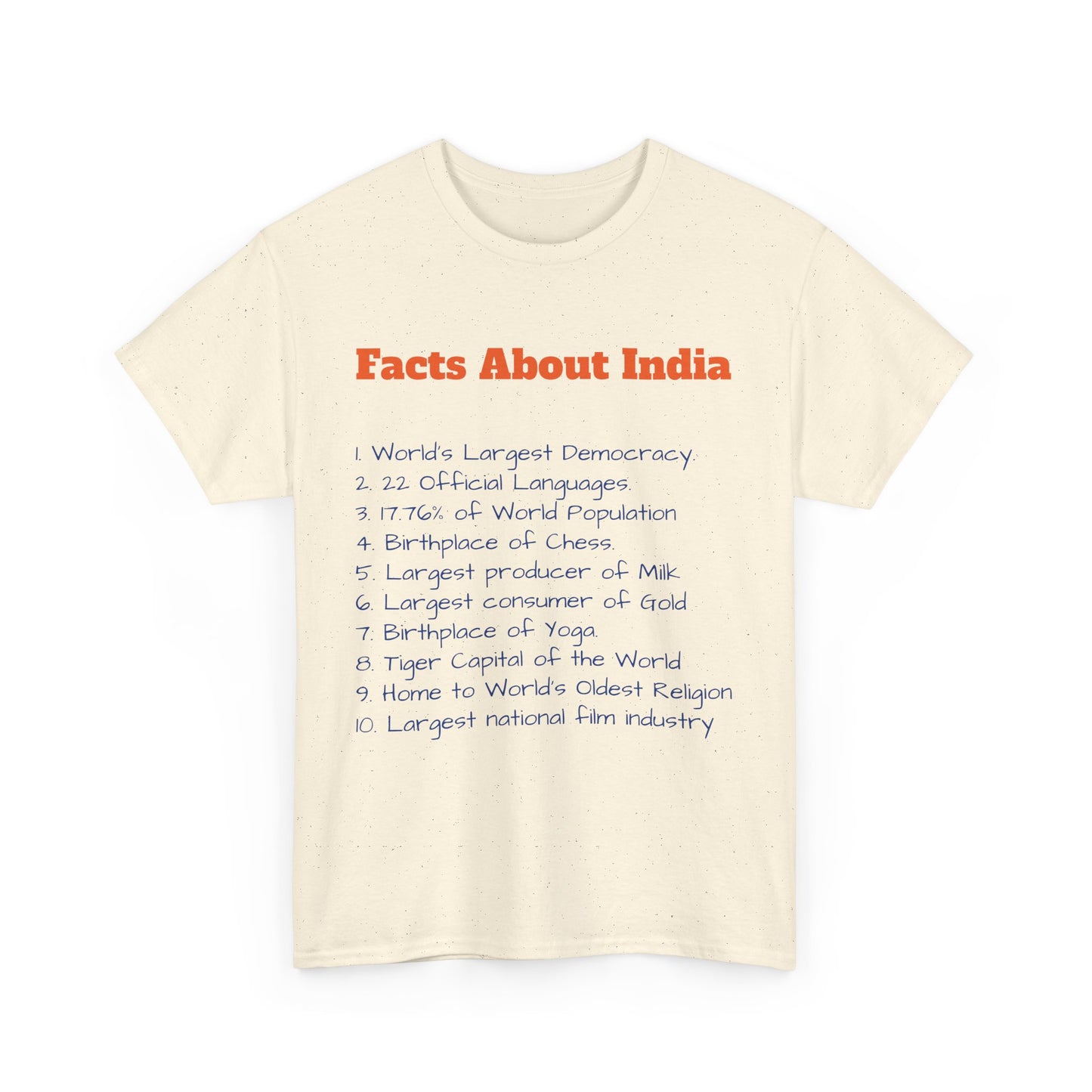 Unisex T-Shirt | Facts about India | Men's T-Shirt | Women's T-Shirt | Unisex Heavy Cotton Tee