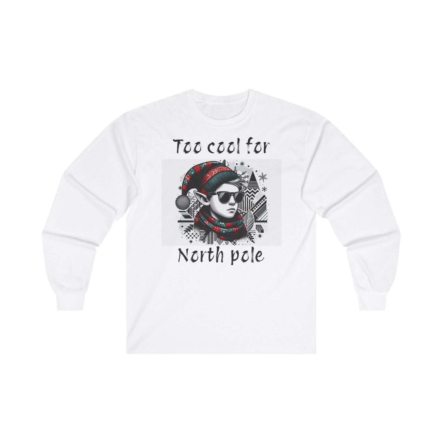 Teen Boys' Long Sleeve Tee - Cool Young Elf with Sunglasses 'Too cool for North pole'
