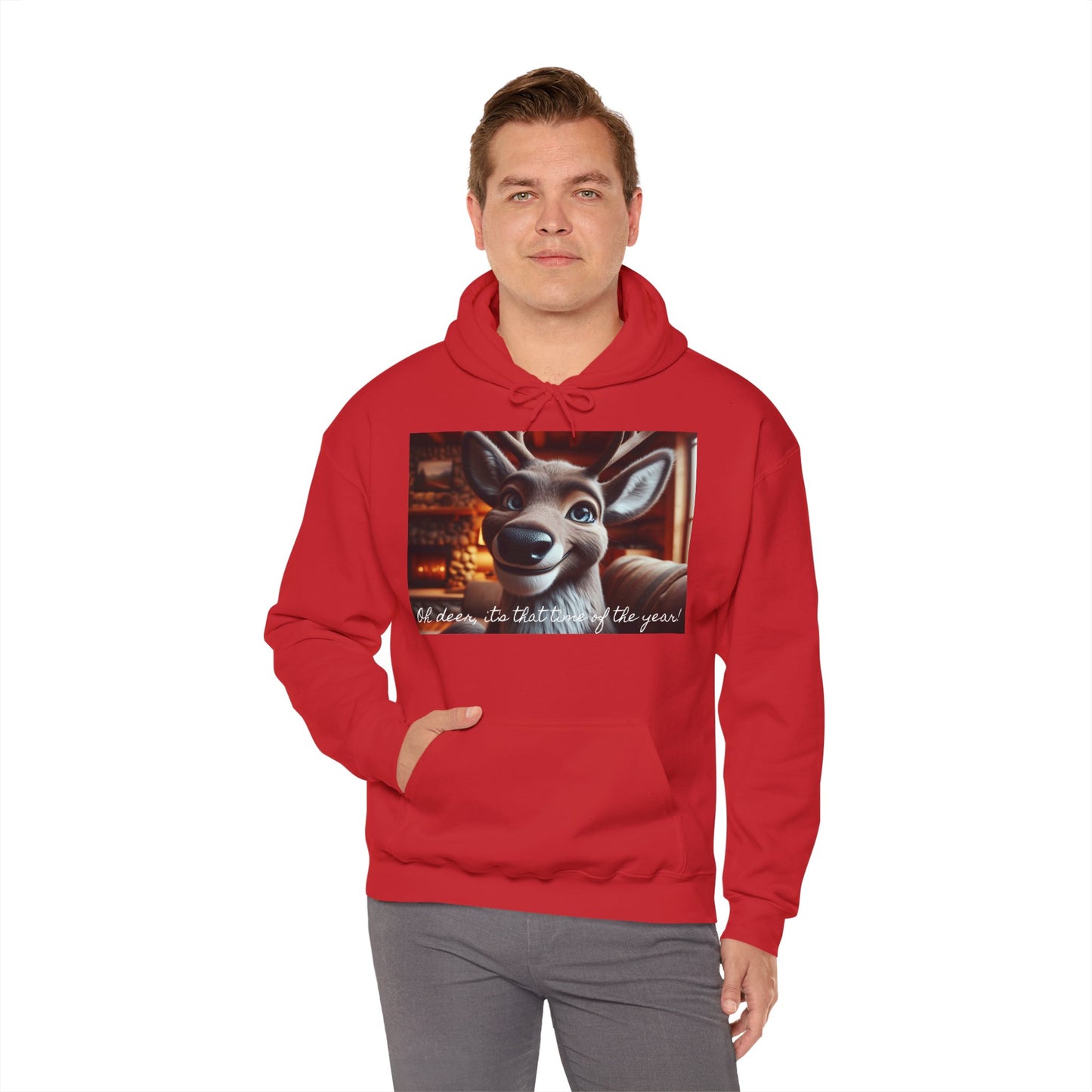 XXXL+ | Men's Hooded Sweatshirt - Oh deer, it's that time of the year!