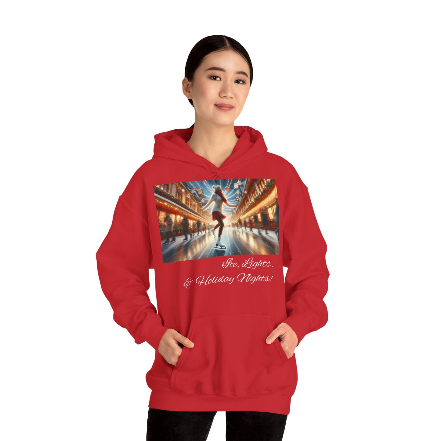 Women's Hooded Sweatshirt - Ice, Lights, & Holiday Nights! Design 02