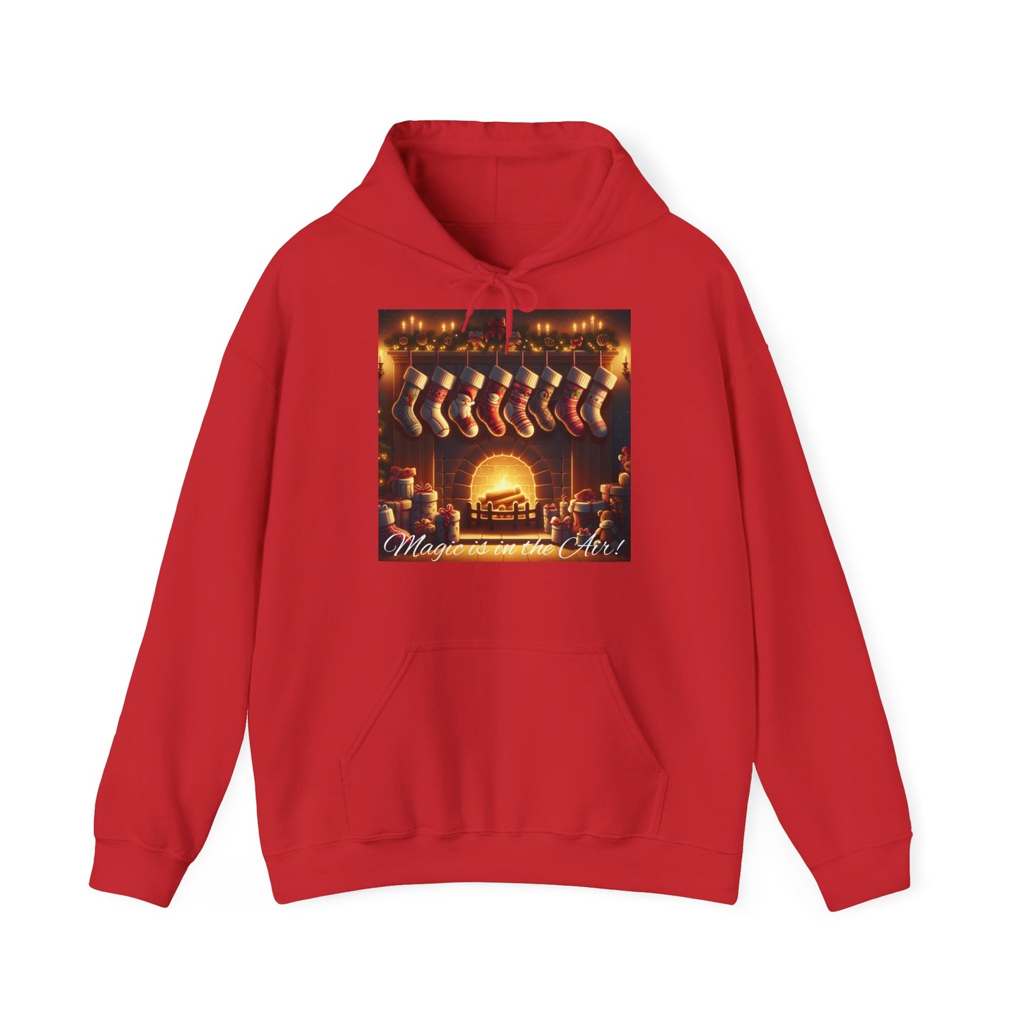 XXXL+ | Men's Hooded Sweatshirt - Magic is in the Air - Christmas Stockings Design