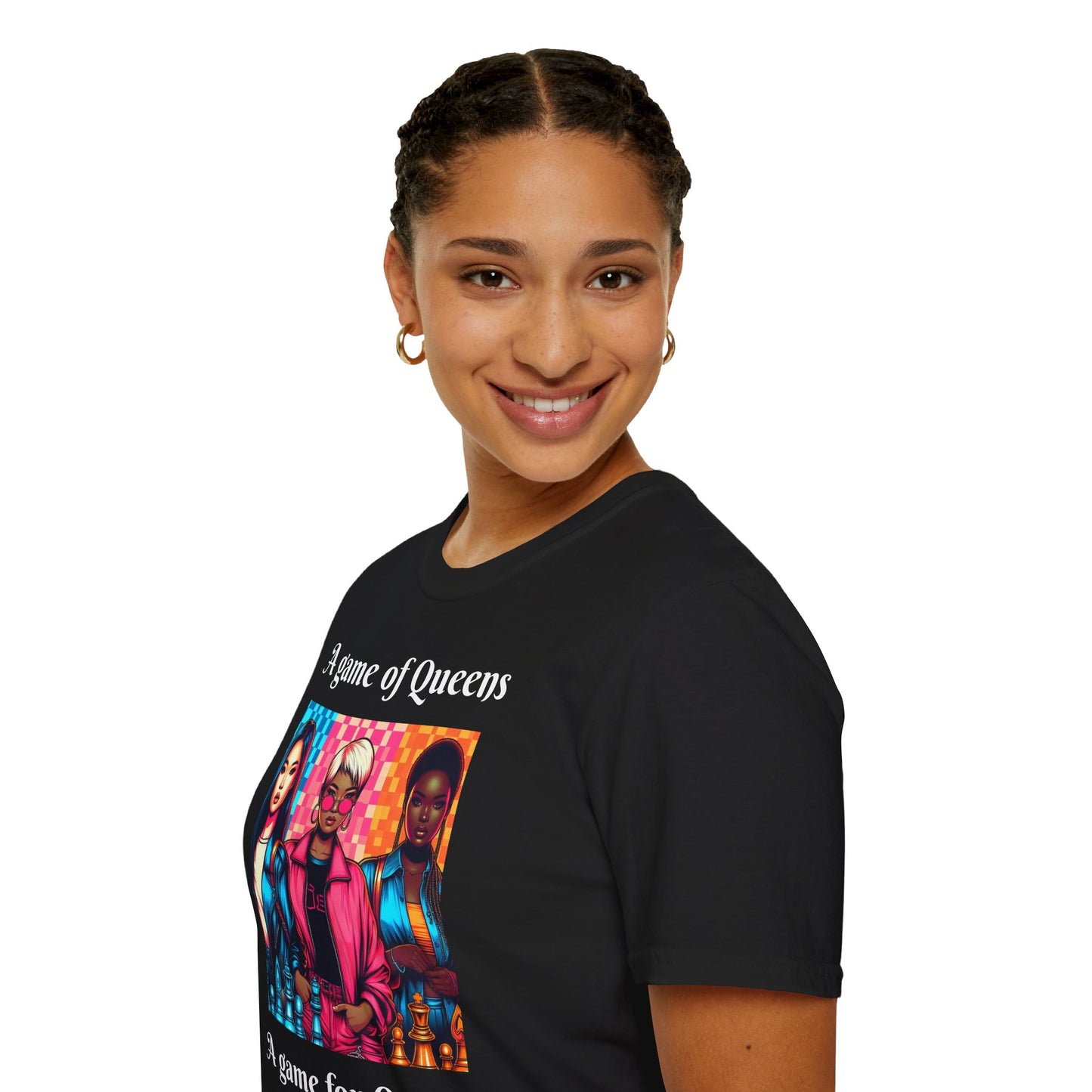 Women's T-Shirt | A Game of Queens. A Game for Queens. | Bold & Stylish | Chess themed | Women's Softstyle T-Shirt