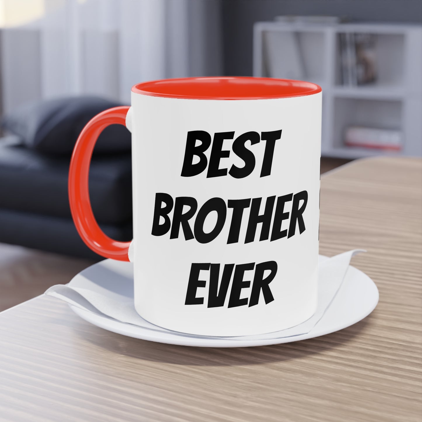 Mug | Coffee Mug  | Protector. Guide. Ally. BEST BROTHER EVER |  Two-Tone Coffee Mug, 11oz