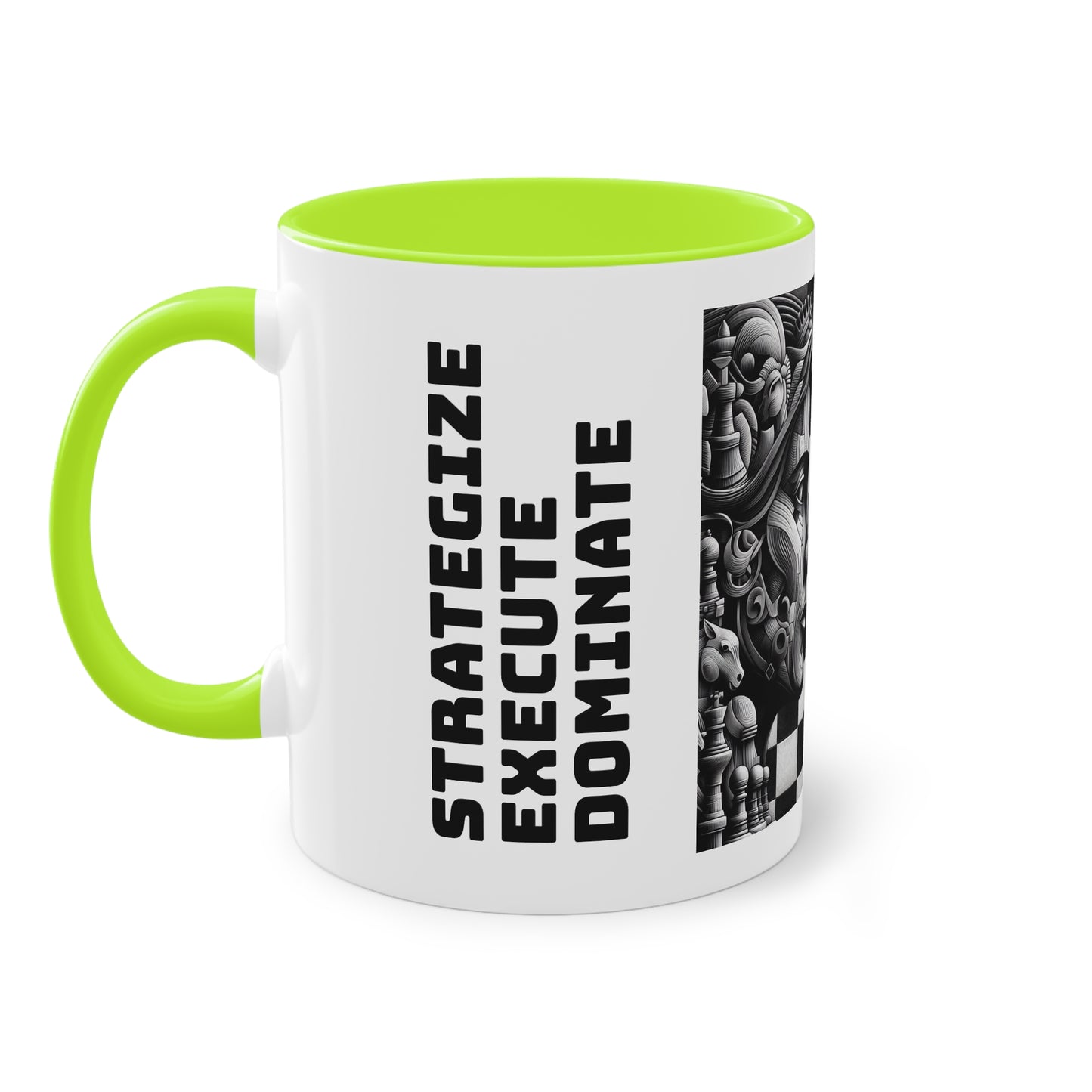 Coffee Mug | Chess themed Coffee Mug | Strategize. Execute. Dominate. Coffee Mug | Two-Tone Coffee Mug, 11oz