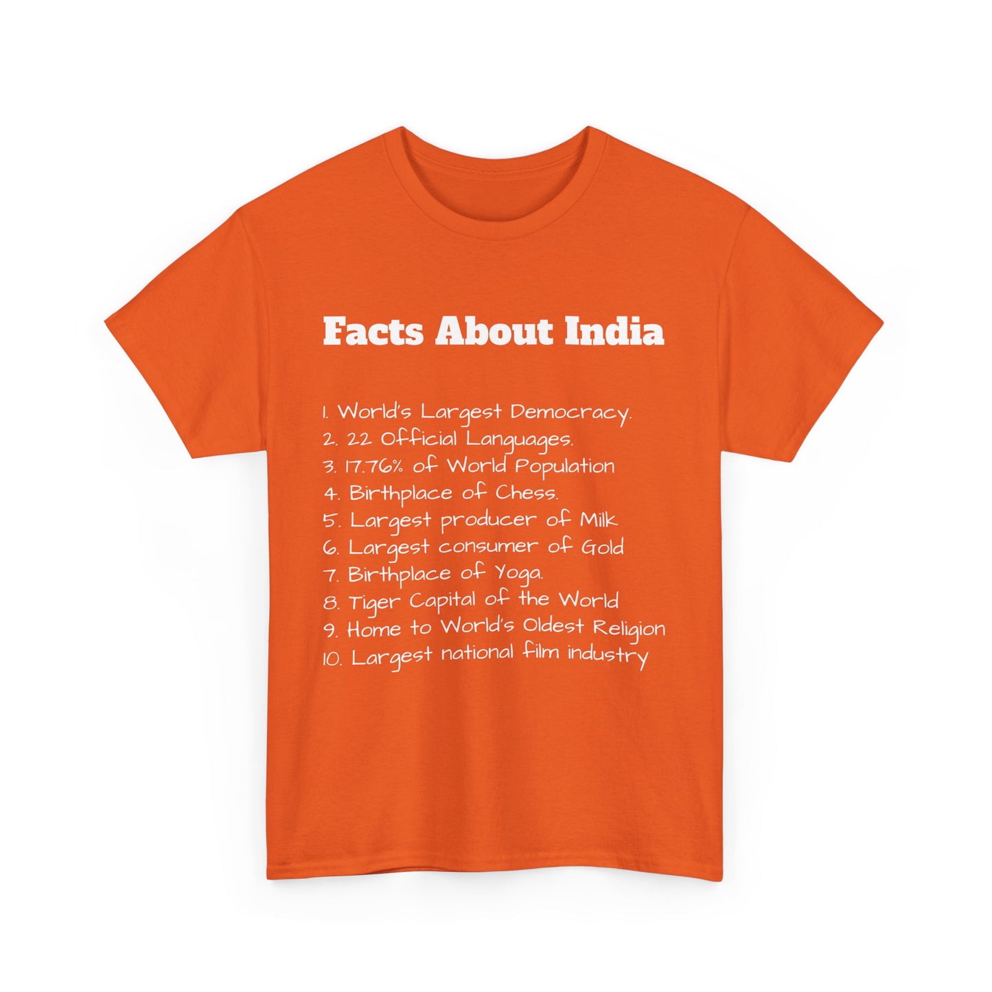 Unisex T-Shirt | Facts about India | Men's T-Shirt | Women's T-Shirt | Unisex Heavy Cotton Tee