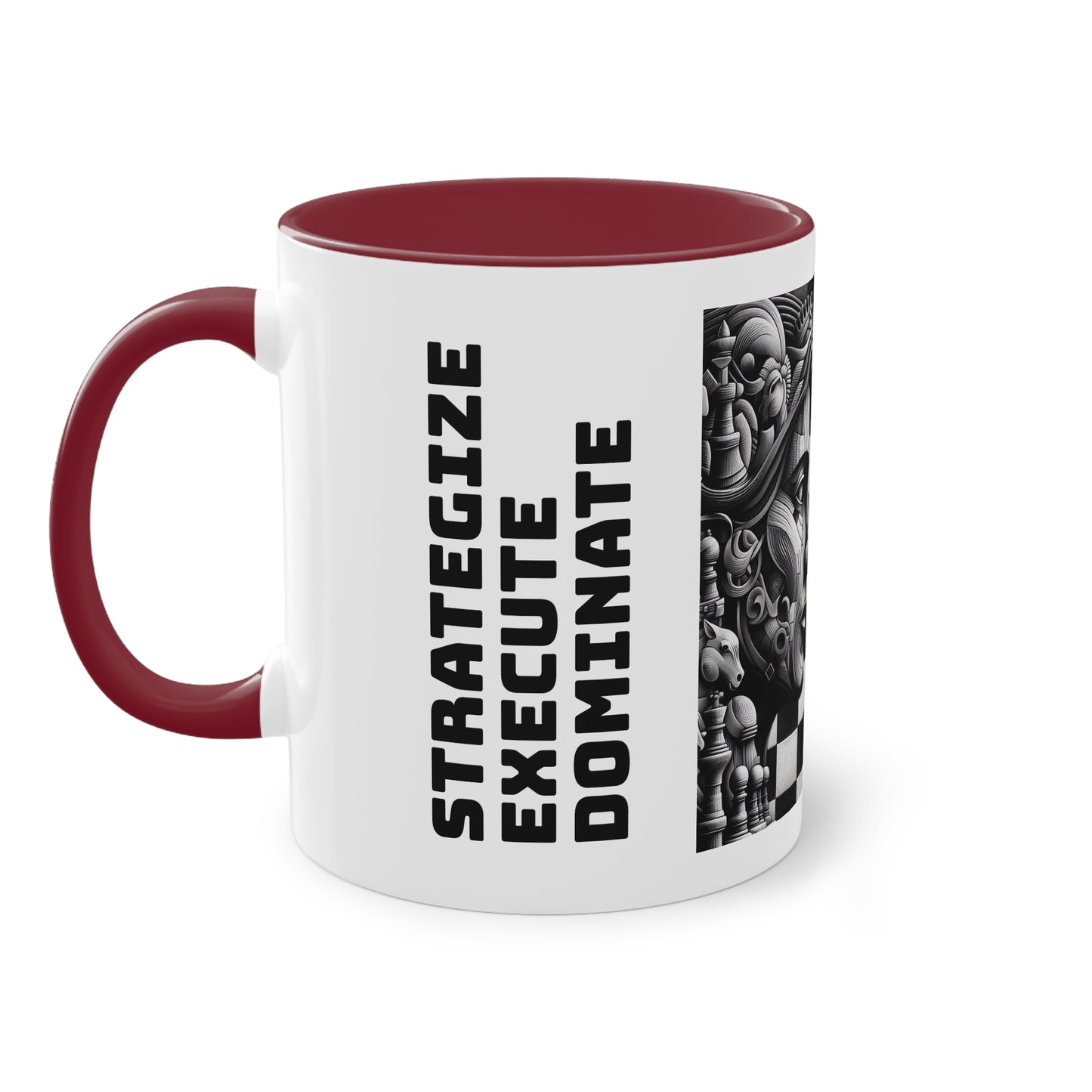 Coffee Mug | Chess themed Coffee Mug | Strategize. Execute. Dominate. Coffee Mug | Two-Tone Coffee Mug, 11oz