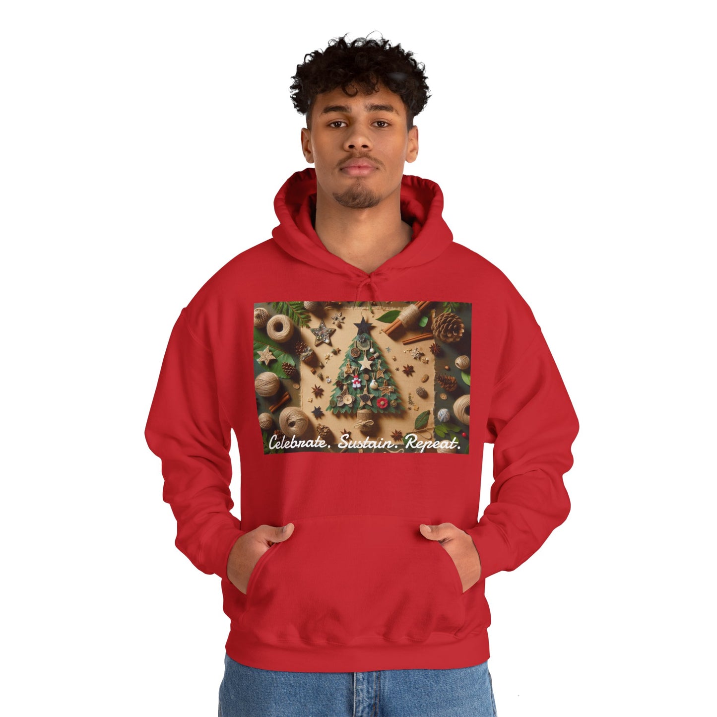 XXXL+ | Men's Hooded Sweatshirt - Celebrate. Sustain. Repeat.