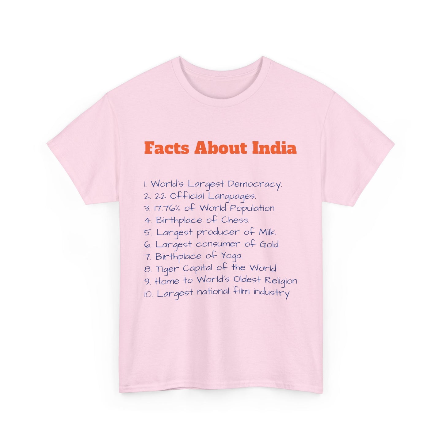 Unisex T-Shirt | Facts about India | Men's T-Shirt | Women's T-Shirt | Unisex Heavy Cotton Tee