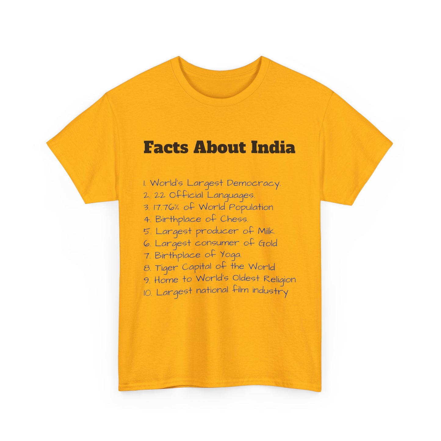 Unisex T-Shirt | Facts about India | Men's T-Shirt | Women's T-Shirt | Unisex Heavy Cotton Tee
