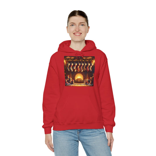 XXXL+ | Women's Hooded Sweatshirt - Magic is in the Air - Christmas Stockings Design