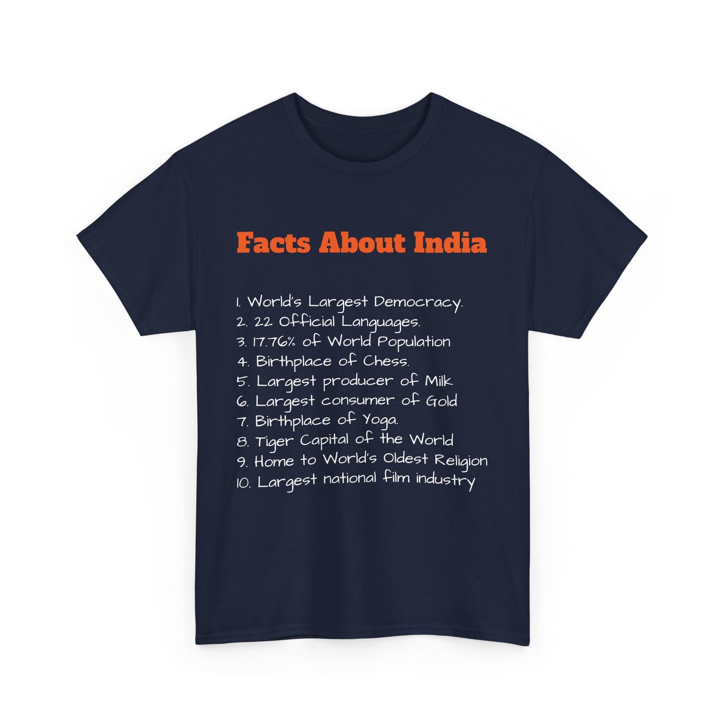 Unisex T-Shirt | Facts about India | Men's T-Shirt | Women's T-Shirt | Unisex Heavy Cotton Tee