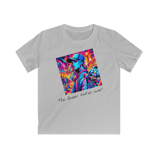 Girls' T-Shirt | The Queen takes over! | Bold & Stylish | Chess themed | Girls' Softstyle Tee