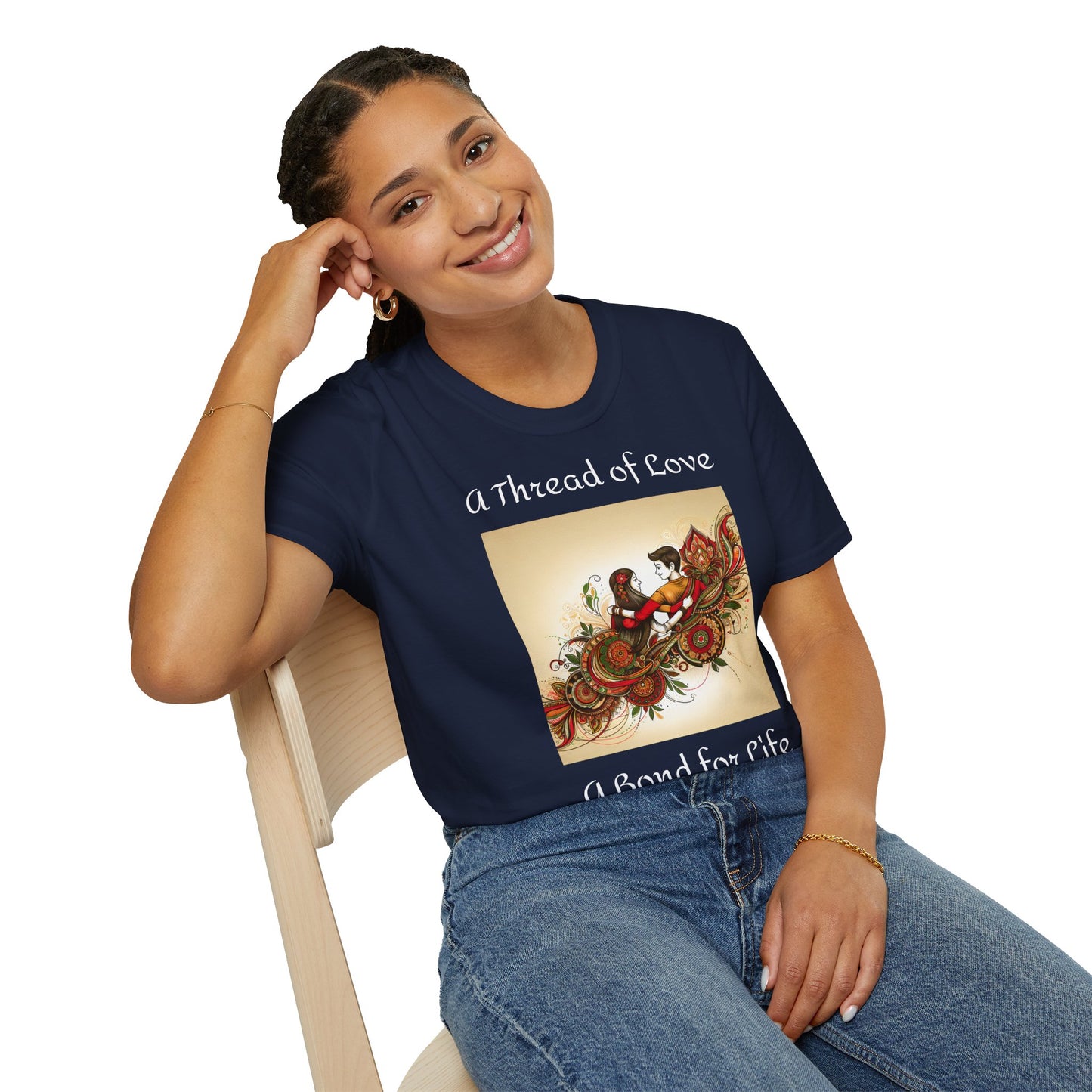 Women's T Shirt | A Thread of Love. A Bond for Life | Brother & Sister | India themed | Women's Softstyle T-Shirt
