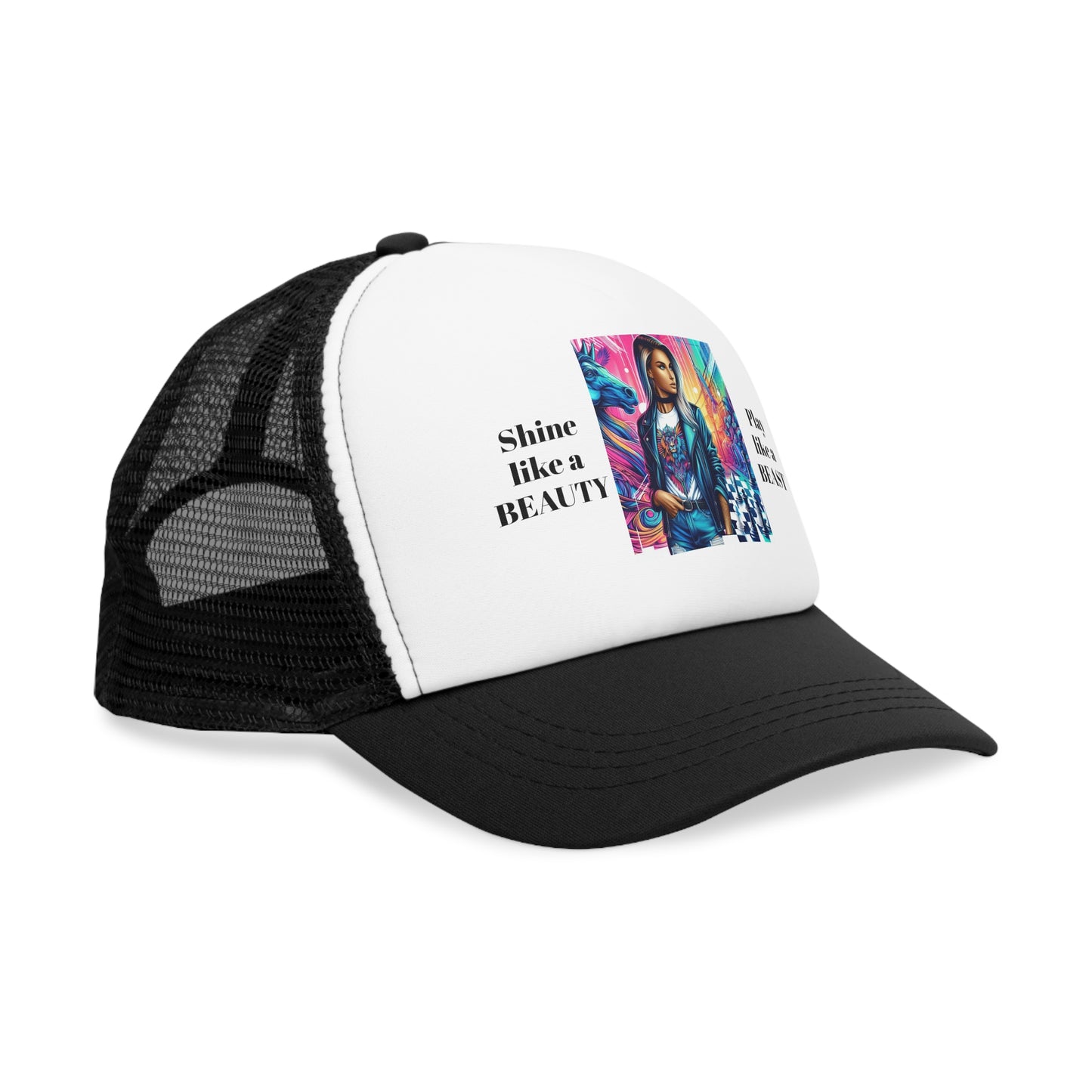 Womens' Cap | Girls' Cap | Shine like a Beauty, Play like a Beast | Chess Themed | Cool & Bold | Mesh Cap
