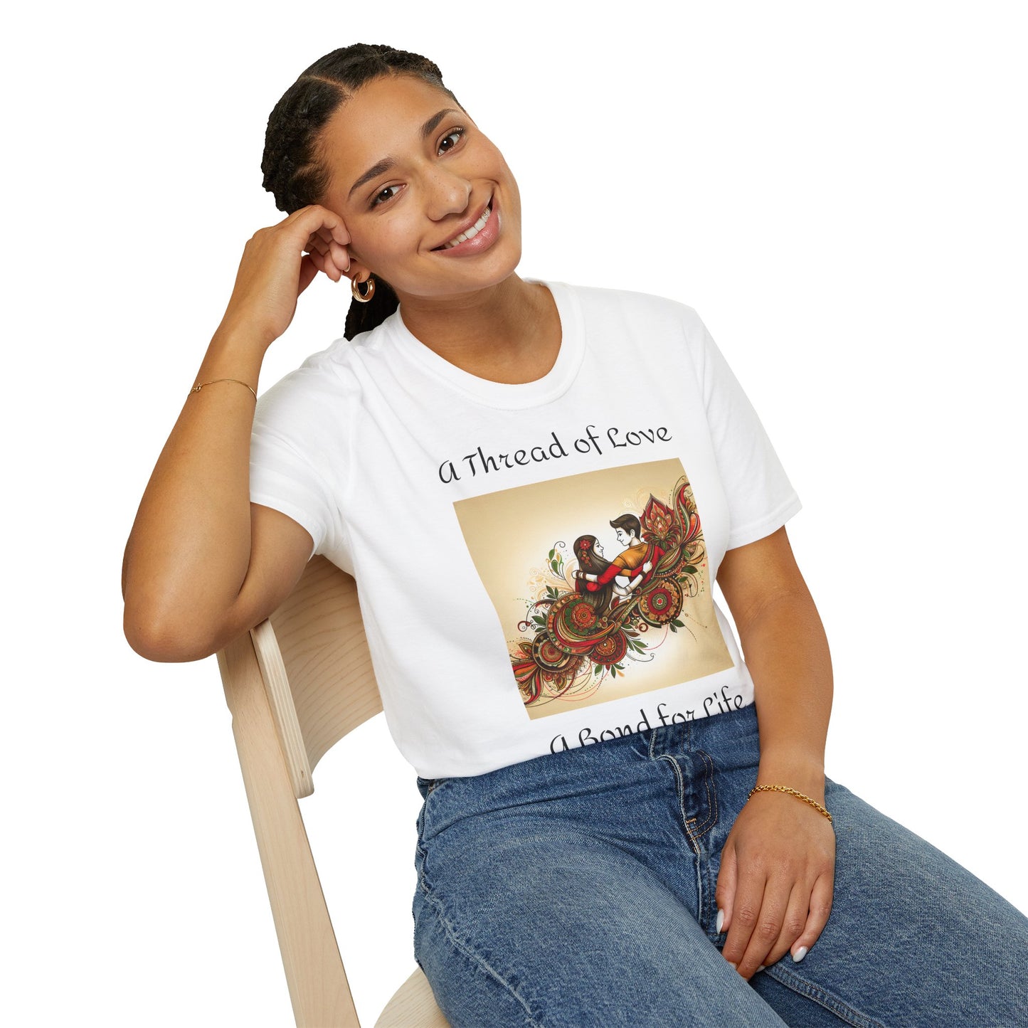 Women's T Shirt | A Thread of Love. A Bond for Life | Brother & Sister | India themed | Women's Softstyle T-Shirt