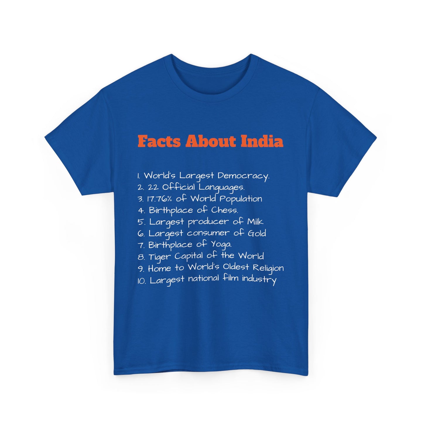 Unisex T-Shirt | Facts about India | Men's T-Shirt | Women's T-Shirt | Unisex Heavy Cotton Tee