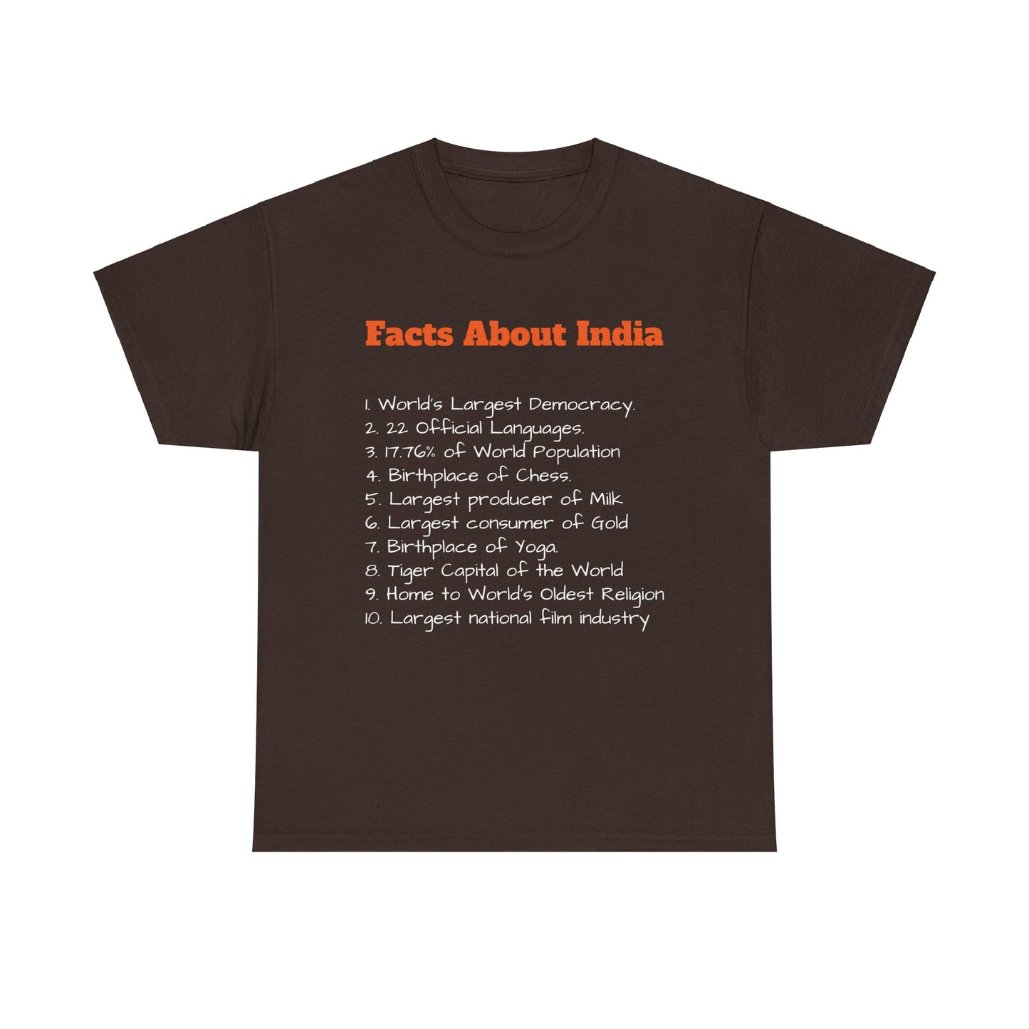 Unisex T-Shirt | Facts about India | Men's T-Shirt | Women's T-Shirt | Unisex Heavy Cotton Tee